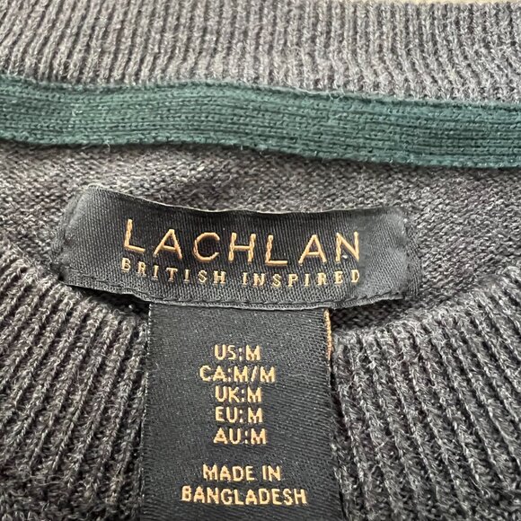 🩶Lachlan British Inspired 100% Cotton Striped Sweater Grey & Dark Green unisex - Picture 6 of 8
